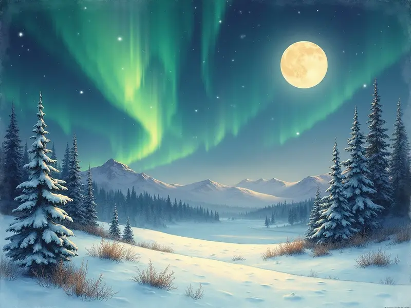 Illustrazione del sogno: aurora boreale