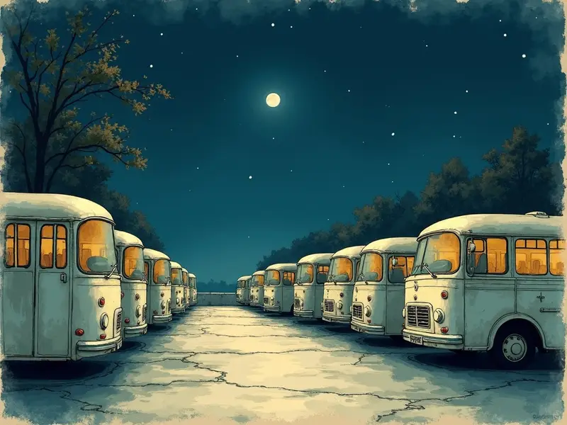 Illustrazione del sogno: deposito autobus