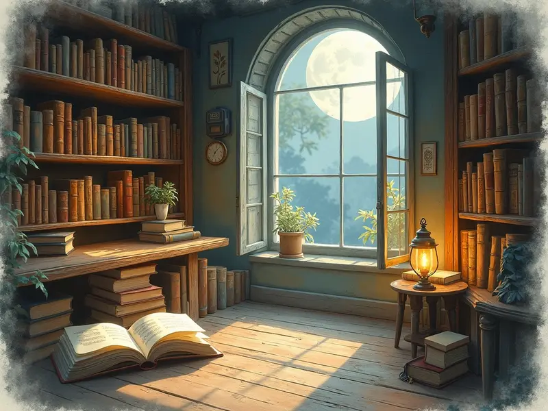 Illustrazione del sogno: libreria antiquaria
